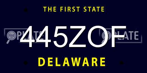 445ZOF Delaware License Plate