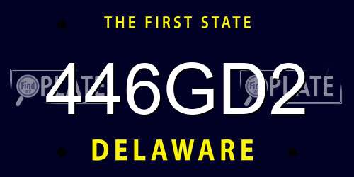 446GD2 Delaware License Plate