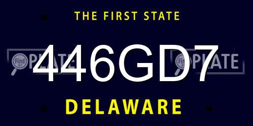 446GD7 Delaware License Plate