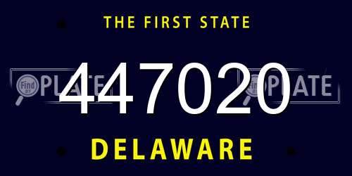 447020 Delaware License Plate