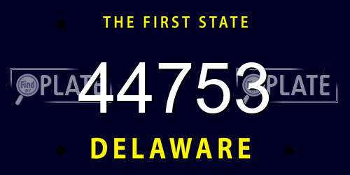 44753 Delaware License Plate