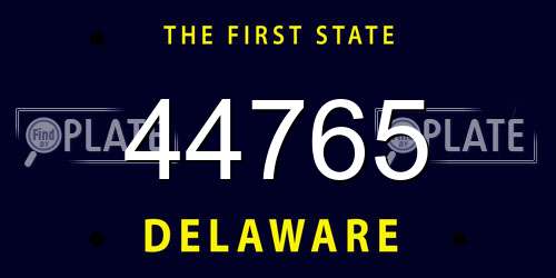 44765 Delaware License Plate