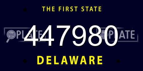 447980 Delaware License Plate