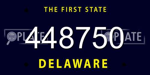 448750 Delaware License Plate