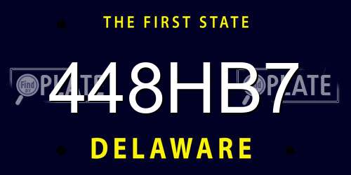 448HB7 Delaware License Plate