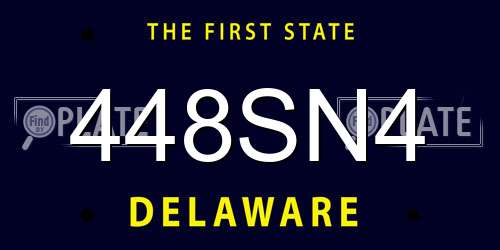 448SN4 Delaware License Plate