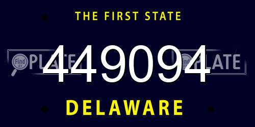 449094 Delaware License Plate