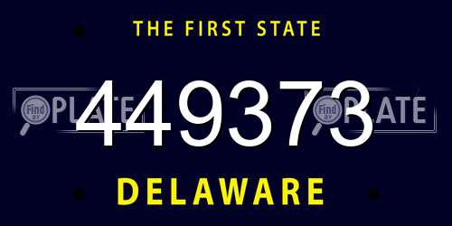 449373 Delaware License Plate