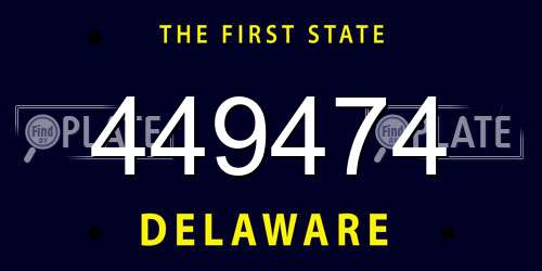 449474 Delaware License Plate