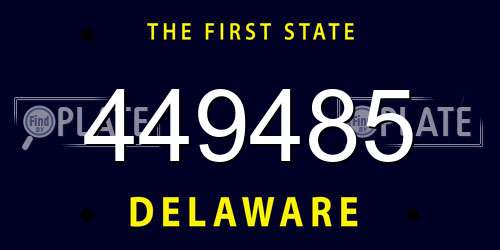 449485 Delaware License Plate