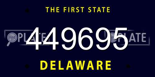 449695 Delaware License Plate