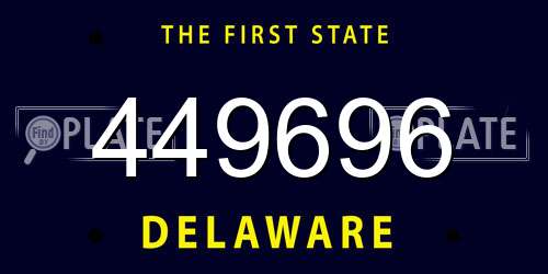 449696 Delaware License Plate