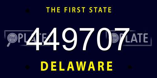 449707 Delaware License Plate