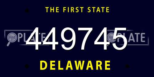 449745 Delaware License Plate