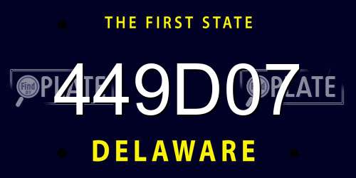 449D07 Delaware License Plate