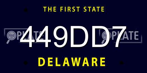 449DD7 Delaware License Plate