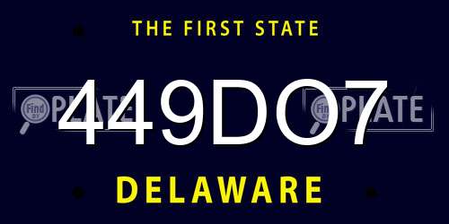 449DO7 Delaware License Plate