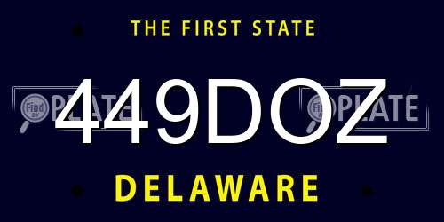 449DOZ Delaware License Plate