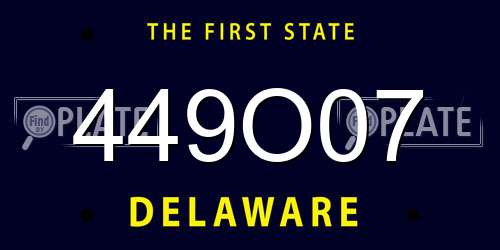449O07 Delaware License Plate
