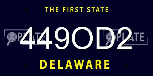 449OD2 Delaware License Plate