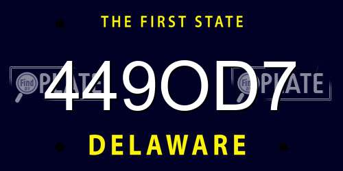 449OD7 Delaware License Plate