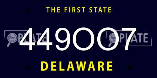449OO7 Delaware License Plate