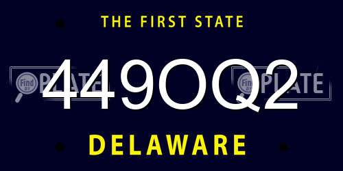449OQ2 Delaware License Plate