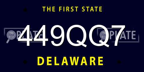 449QQ7 Delaware License Plate