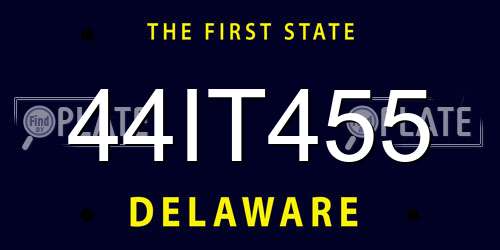 44IT455 Delaware License Plate