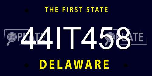 44IT458 Delaware License Plate