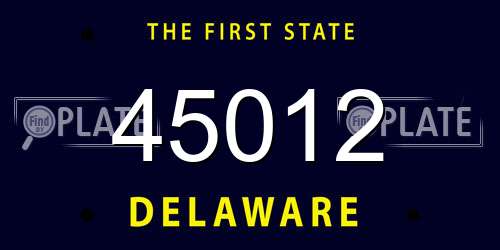 45012 Delaware License Plate