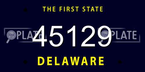 45129 Delaware License Plate