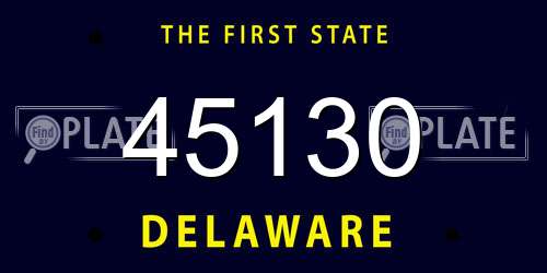 45130 Delaware License Plate