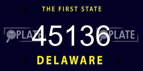 45136 Delaware License Plate