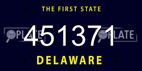 451371 Delaware License Plate
