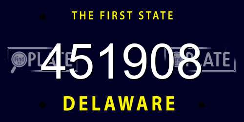 451908 Delaware License Plate