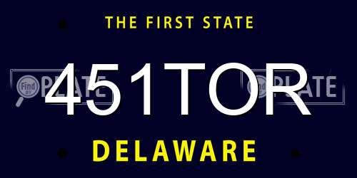 451TOR Delaware License Plate