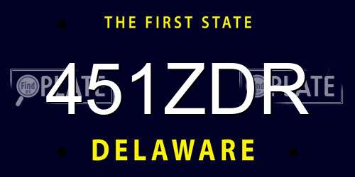 451ZDR Delaware License Plate