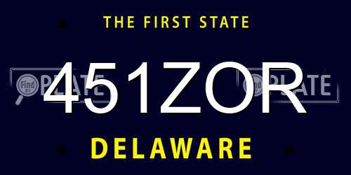 451ZOR Delaware License Plate