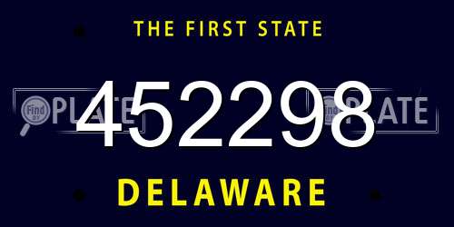 452298 Delaware License Plate