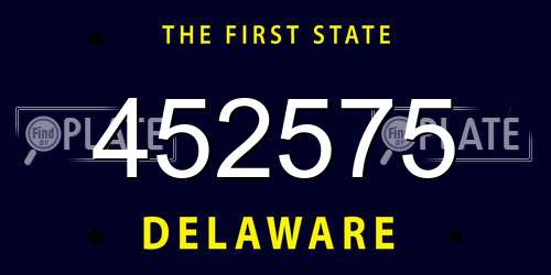 452575 Delaware License Plate
