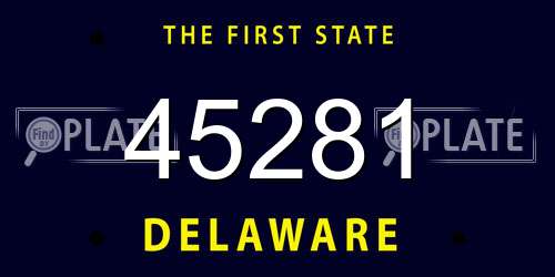 45281 Delaware License Plate