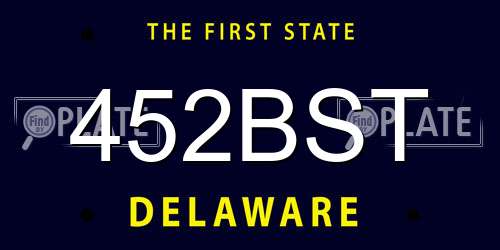 452BST Delaware License Plate