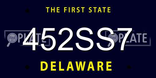 452SS7 Delaware License Plate