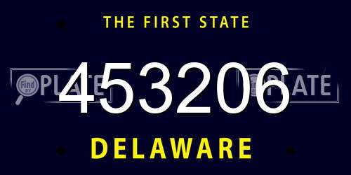 453206 Delaware License Plate