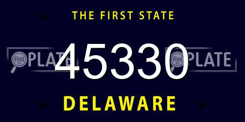 45330 Delaware License Plate