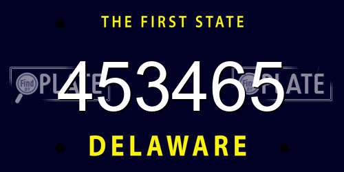453465 Delaware License Plate