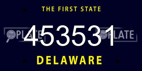 453531 Delaware License Plate