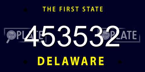 453532 Delaware License Plate