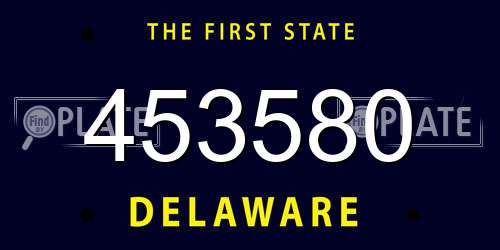 453580 Delaware License Plate